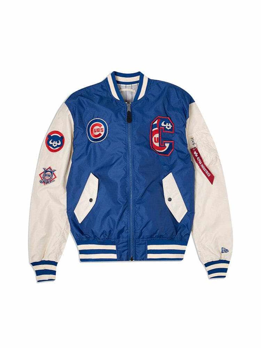 Mlb Alpha Industries Mlb X Alpha X New Era Bomberjacken | Chicago Cubs X Alpha X New Era L-2B Bomberjacke Marine