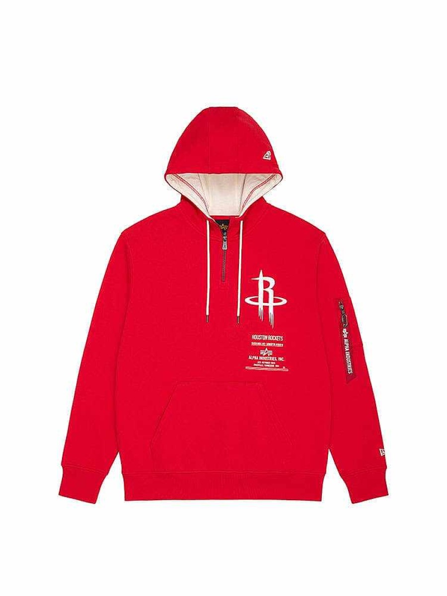 Nba Alpha Industries Nba X Alpha X New Era Hoodies, T-Shirts Und Shorts | Houston Rockets X Alpha X New Era Kapuzenpullover Rot