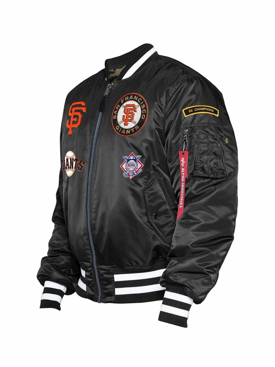 Mlb Alpha Industries Mlb X Alpha X New Era Bomberjacken | San Francisco Giants X Alpha X New Era Ma-1 Bomberjacke Schwarz