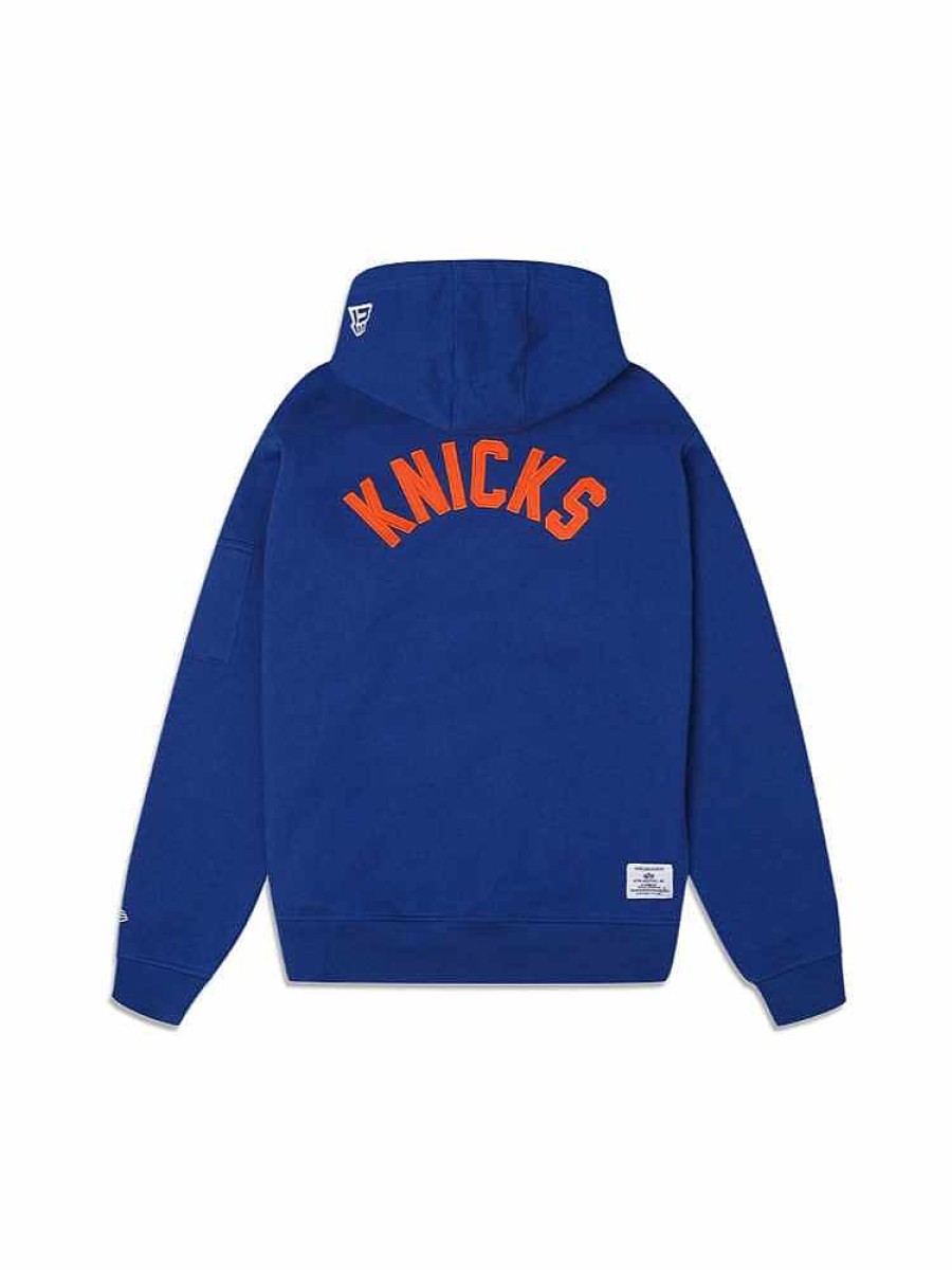 Nba Alpha Industries Nba X Alpha X New Era Hoodies, T-Shirts Und Shorts | New York Knicks X Alpha X New Era Kapuzenpullover Blau