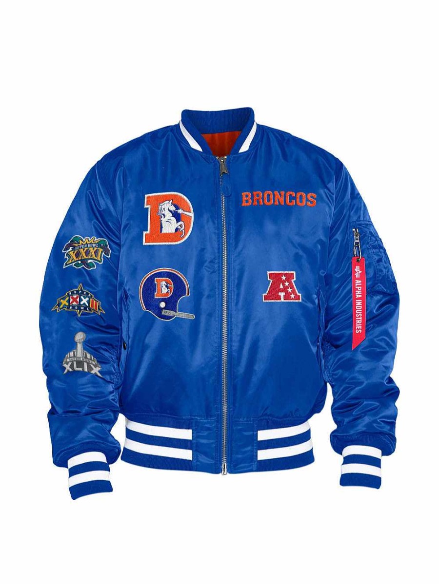 Nfl Alpha Industries Nfl X Alpha X New Era Bomberjacken | Denver Broncos X Alpha X New Era Ma-1 Bomberjacke (Historisches Logo) Pazifikblau