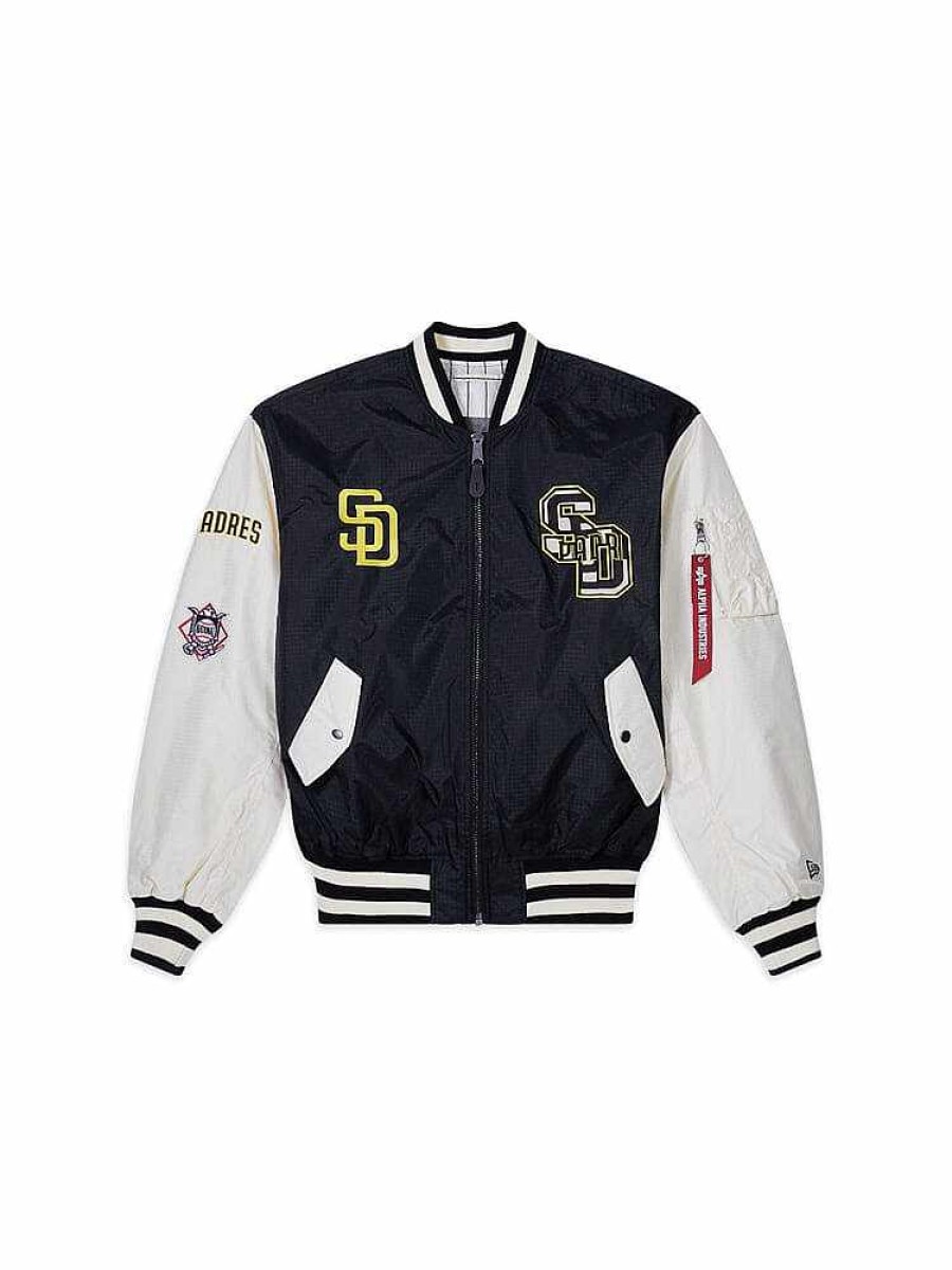 Mlb Alpha Industries Mlb X Alpha X New Era Bomberjacken | San Diego Padres X Alpha X New Era L-2B Bomberjacke Schwarz