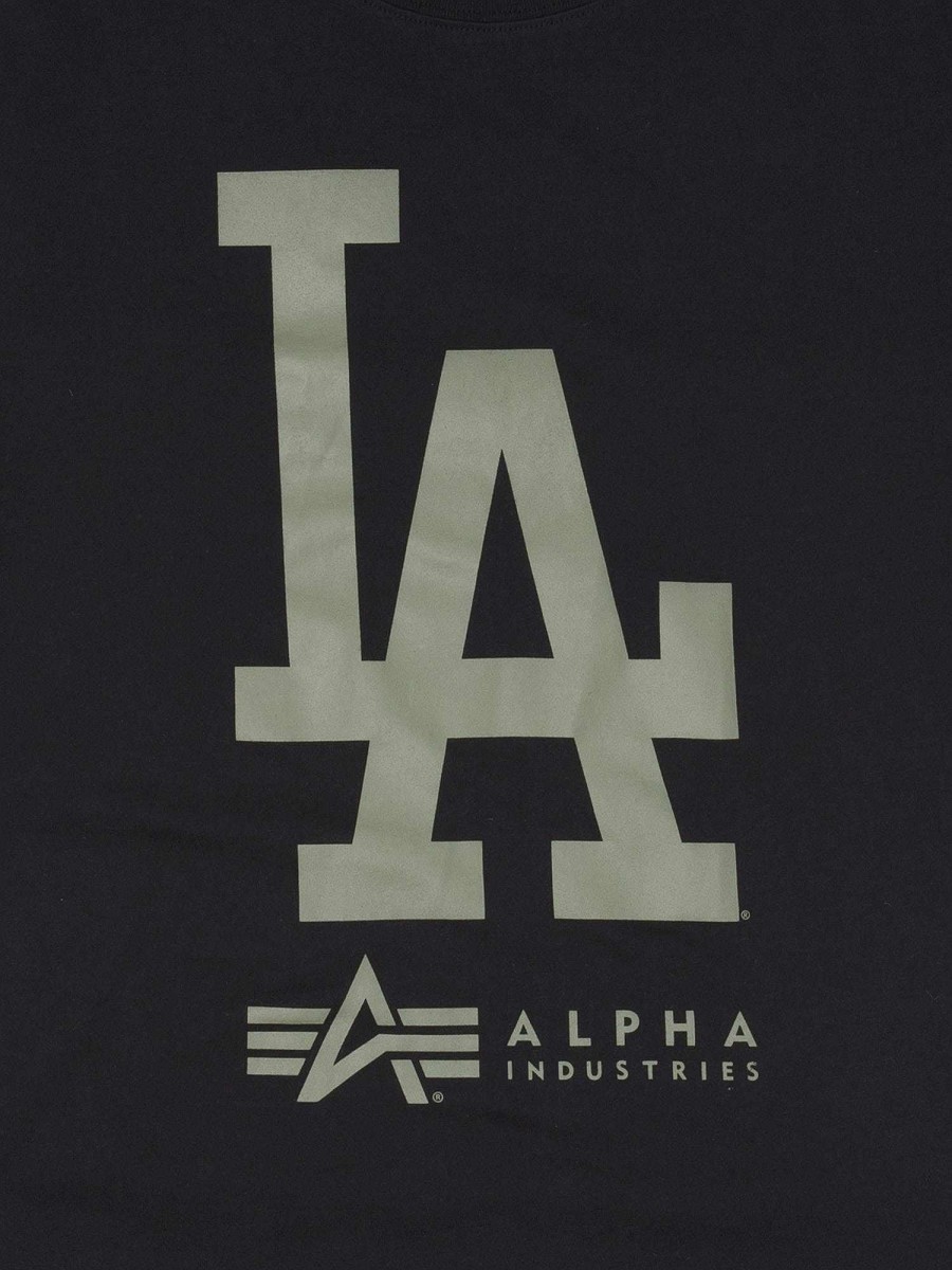 Mlb Alpha Industries Mlb X Alpha X New Era Hoodies, T-Shirts Und Shorts | Los Angeles Dodgers X Alpha X New Era T-Shirt Schwarz