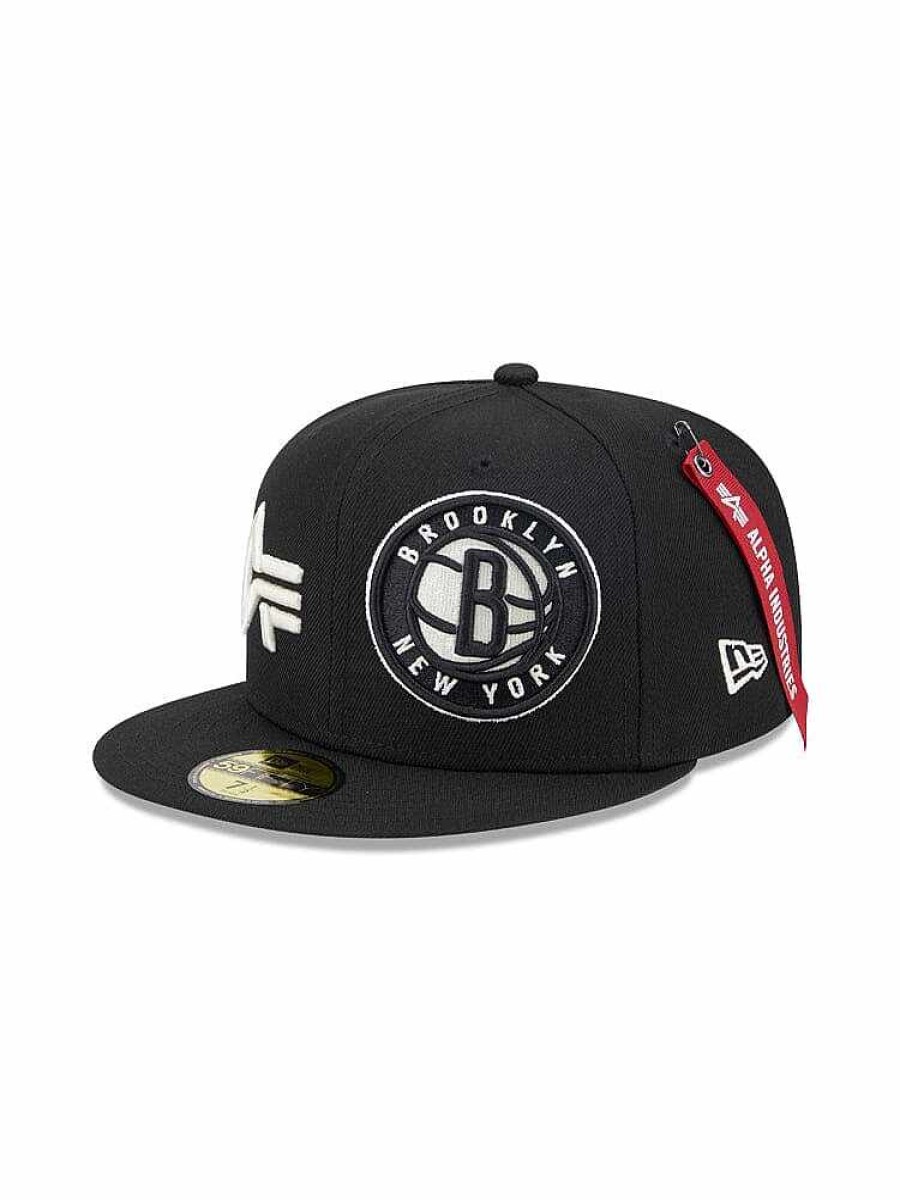 Nba Alpha Industries Nba X Alpha X New Era Hute | Brooklyn Nets X Alpha X New Era 59Fifty Fitted Cap Schwarz