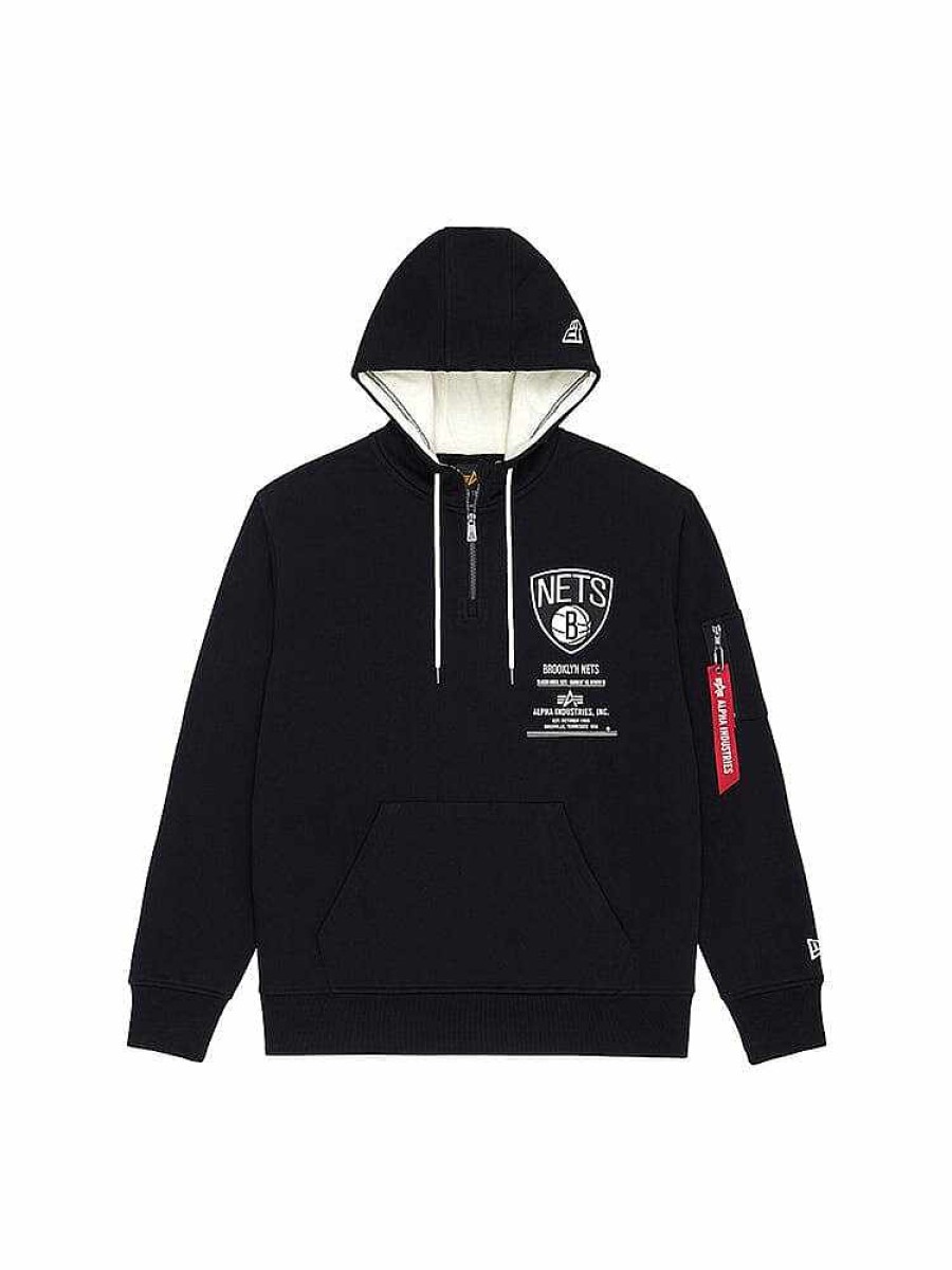 Nba Alpha Industries Nba X Alpha X New Era Hoodies, T-Shirts Und Shorts | Brooklyn Nets X Alpha X New Era Kapuzenpullover Schwarz