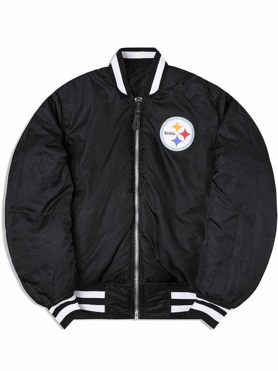 Nfl Alpha Industries Nfl X Alpha X New Era Bomberjacken | Pittsburgh Steelers X Alpha X New Era Ma-1 Bomberjacke Schwarz