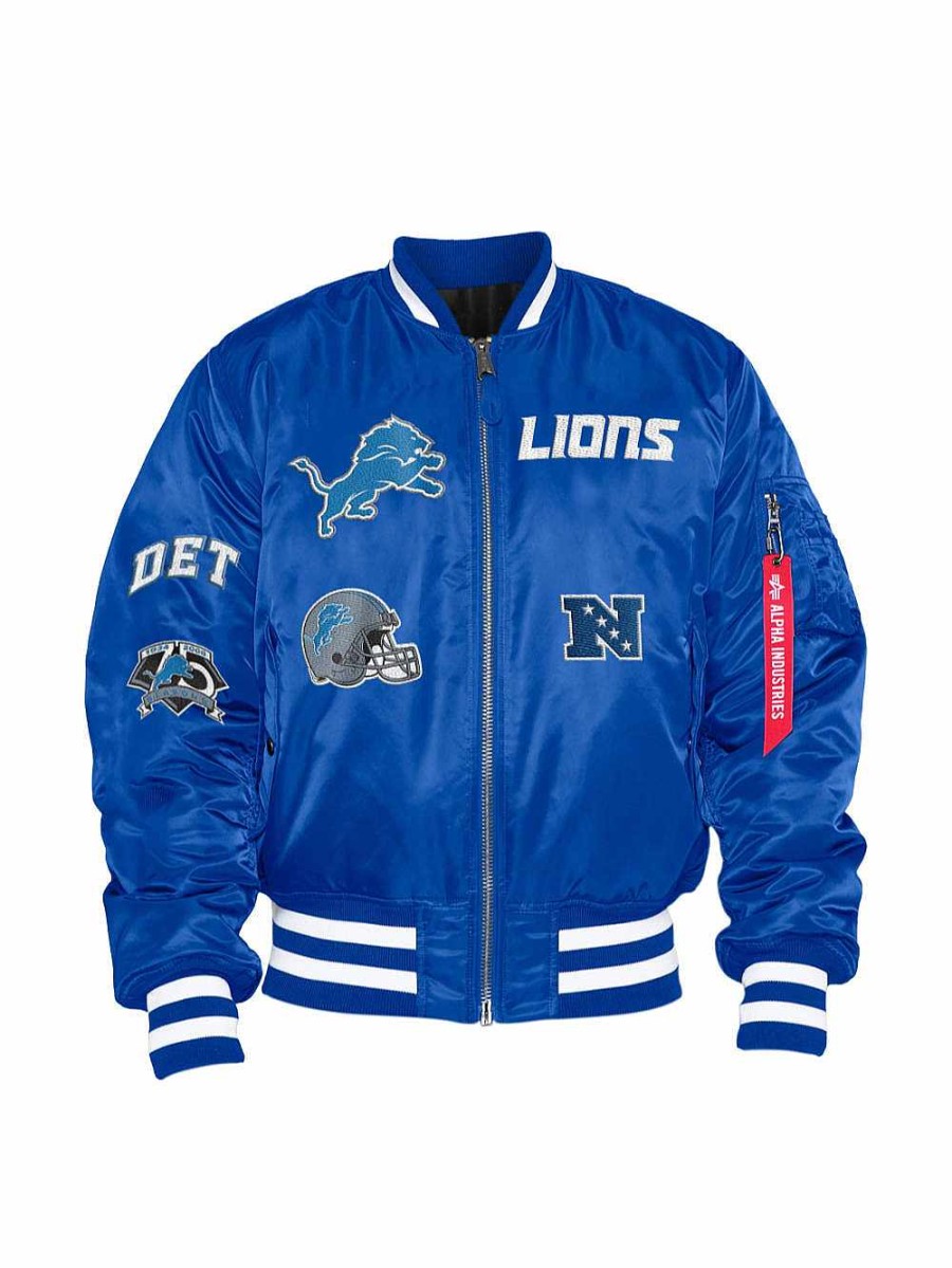 Nfl Alpha Industries Nfl X Alpha X New Era Bomberjacken | Detroit Lions X Alpha X New Era Ma-1 Bomberjacke Pazifikblau