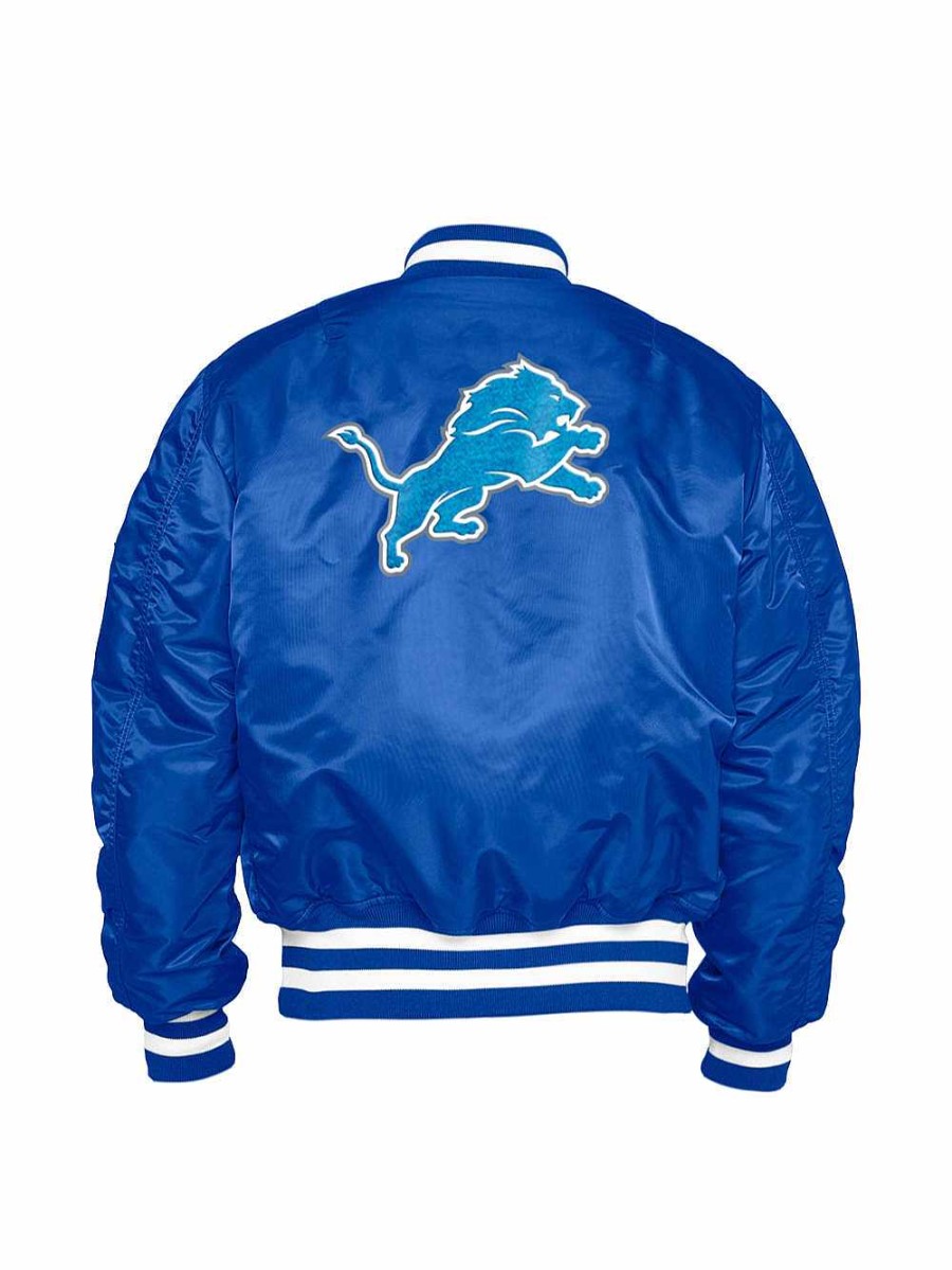 Nfl Alpha Industries Nfl X Alpha X New Era Bomberjacken | Detroit Lions X Alpha X New Era Ma-1 Bomberjacke Pazifikblau