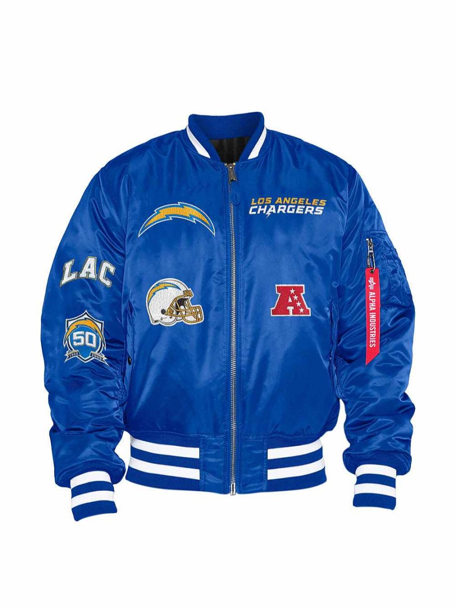 Nfl Alpha Industries Nfl X Alpha X New Era Bomberjacken | Los Angeles Chargers X Alpha X New Era Ma-1 Bomberjacke Pazifikblau