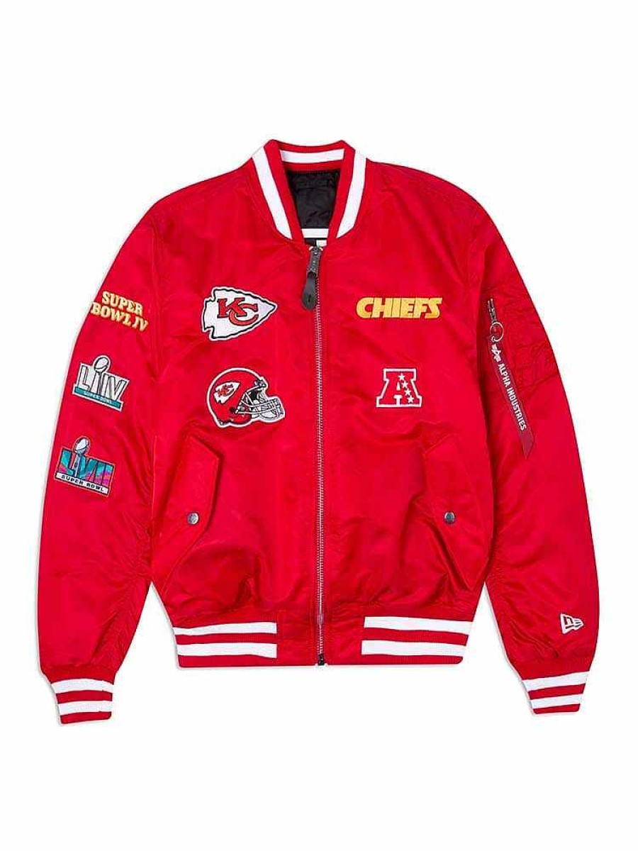 Nfl Alpha Industries Nfl X Alpha X New Era Bomberjacken | Kansas Chiefs X Alpha X New Era Ma-1 Bomberjacke Geschwindigkeit Rot