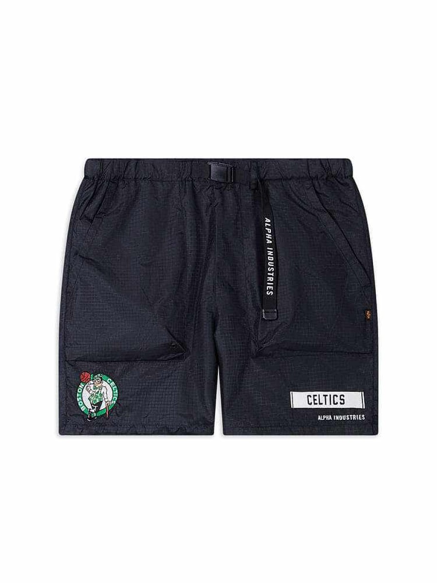 Nba Alpha Industries Nba X Alpha X New Era Hoodies, T-Shirts Und Shorts | Boston Celtics X Alpha X New Era Nylon-Shorts Schwarz