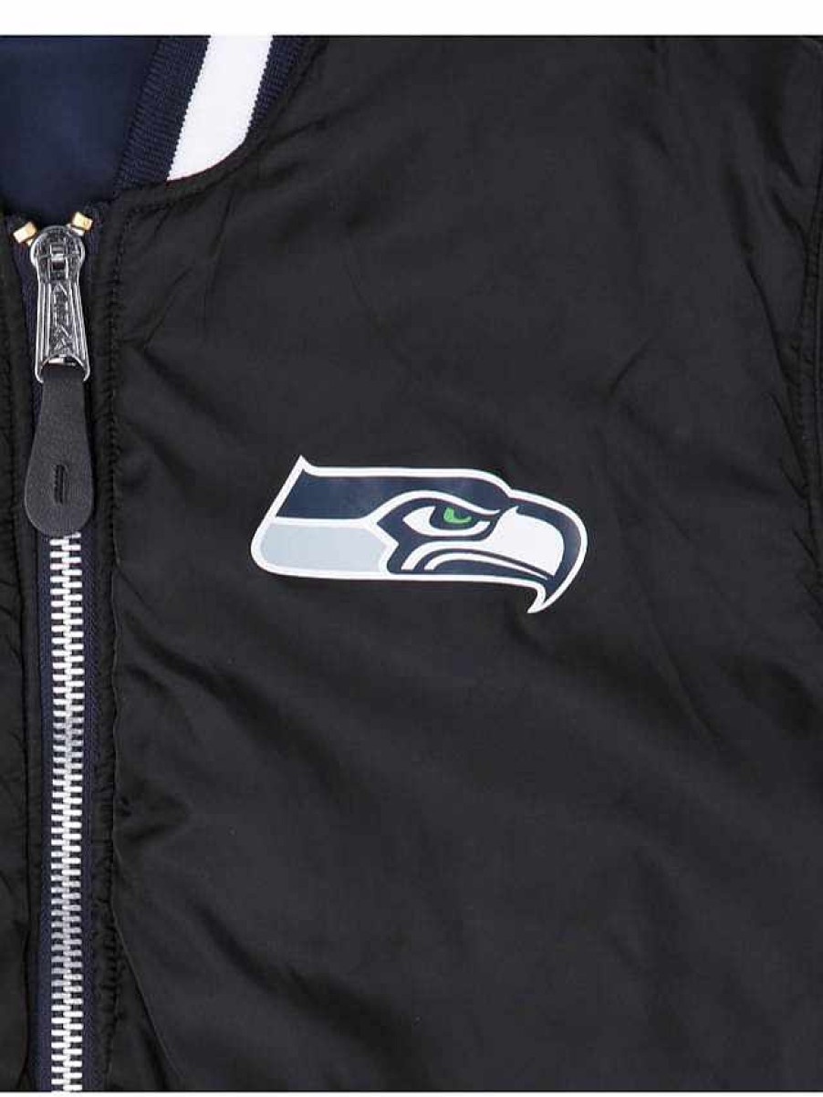 Nfl Alpha Industries Nfl X Alpha X New Era Bomberjacken | Seattle Seahawks X Alpha X New Era Ma-1 Bomberjacke Nachbildung Blau