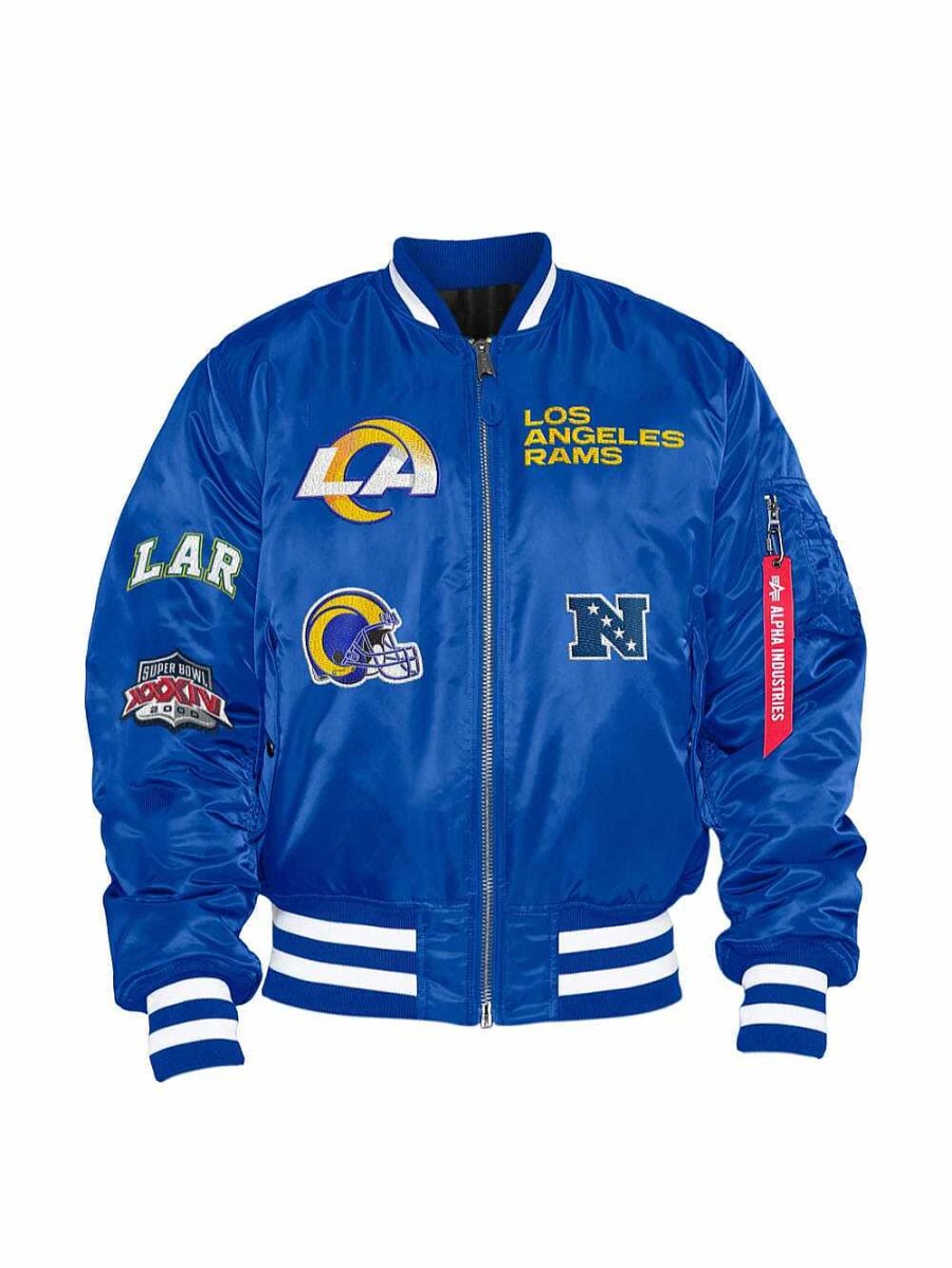 Nfl Alpha Industries Nfl X Alpha X New Era Bomberjacken | Los Angeles Rams X Alpha X New Era Ma-1 Bomberjacke Pazifikblau