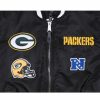 Nfl Alpha Industries Nfl X Alpha X New Era Bomberjacken | Green Bay Packers X Alpha X New Era Ma-1 Bomberjacke Schwarz