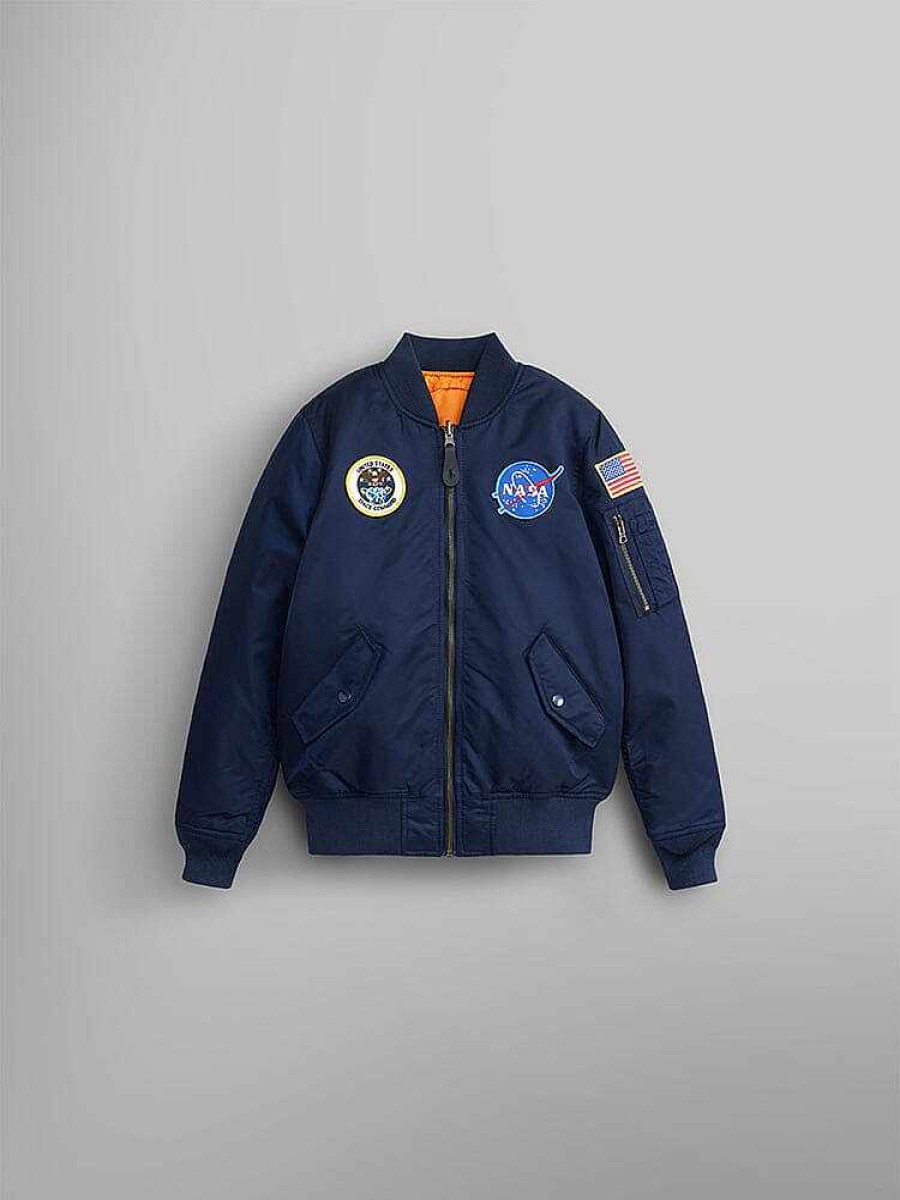 Jugend Alpha Industries Bomberjacken | Nasa Ma-1 Bomberjacke Y Nachbildung Blau