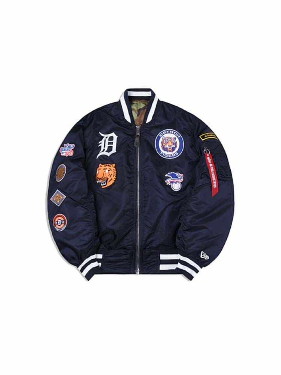 Mlb Alpha Industries Mlb X Alpha X New Era Bomberjacken | Detroit Tigers X Alpha X New Era Ma-1 Bomberjacke Nachbildung Blau