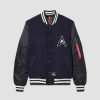 Frauen Alpha Industries Oberbekleidung | Ma-1 Wool Varsity Jacket W Nachbildung Blau