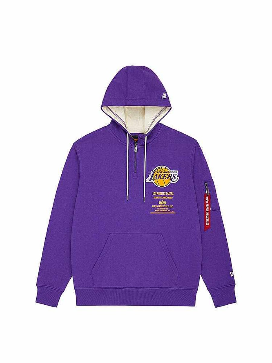 Nba Alpha Industries Nba X Alpha X New Era Hoodies, T-Shirts Und Shorts | Los Angeles Lakers X Alpha X New Era Kapuzenpullover Lila