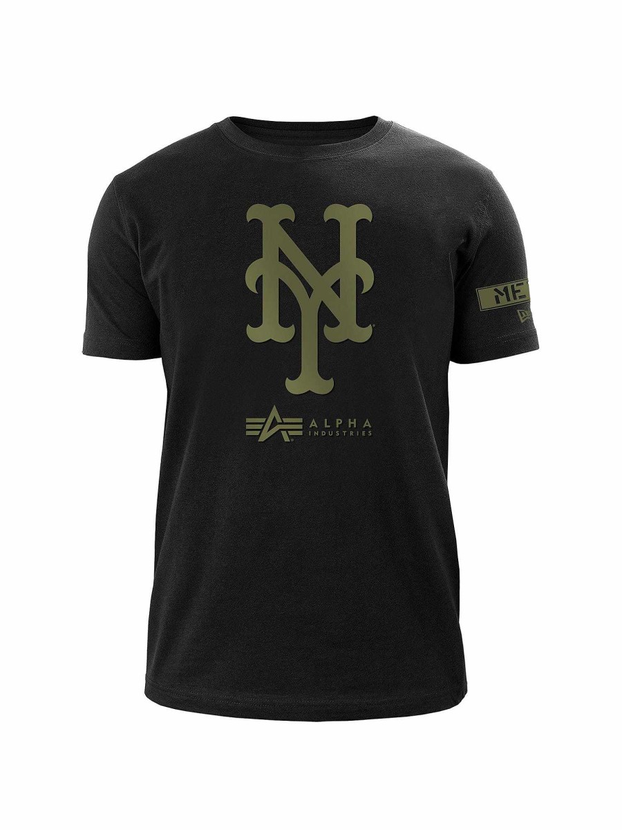 Mlb Alpha Industries Mlb X Alpha X New Era Hoodies, T-Shirts Und Shorts | New York Mets X Alpha X New Era T-Shirt Schwarz