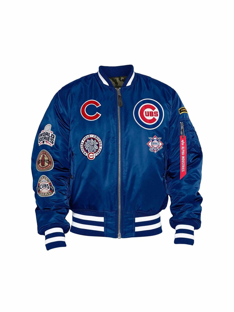 Mlb Alpha Industries Mlb X Alpha X New Era Bomberjacken | Chicago Cubs X Alpha X New Era Ma-1 Bomberjacke Pazifikblau