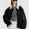 Frauen Alpha Industries Oberbekleidung | Alpha X Eenk Spitzenkragen Ma-1 W Schwarz