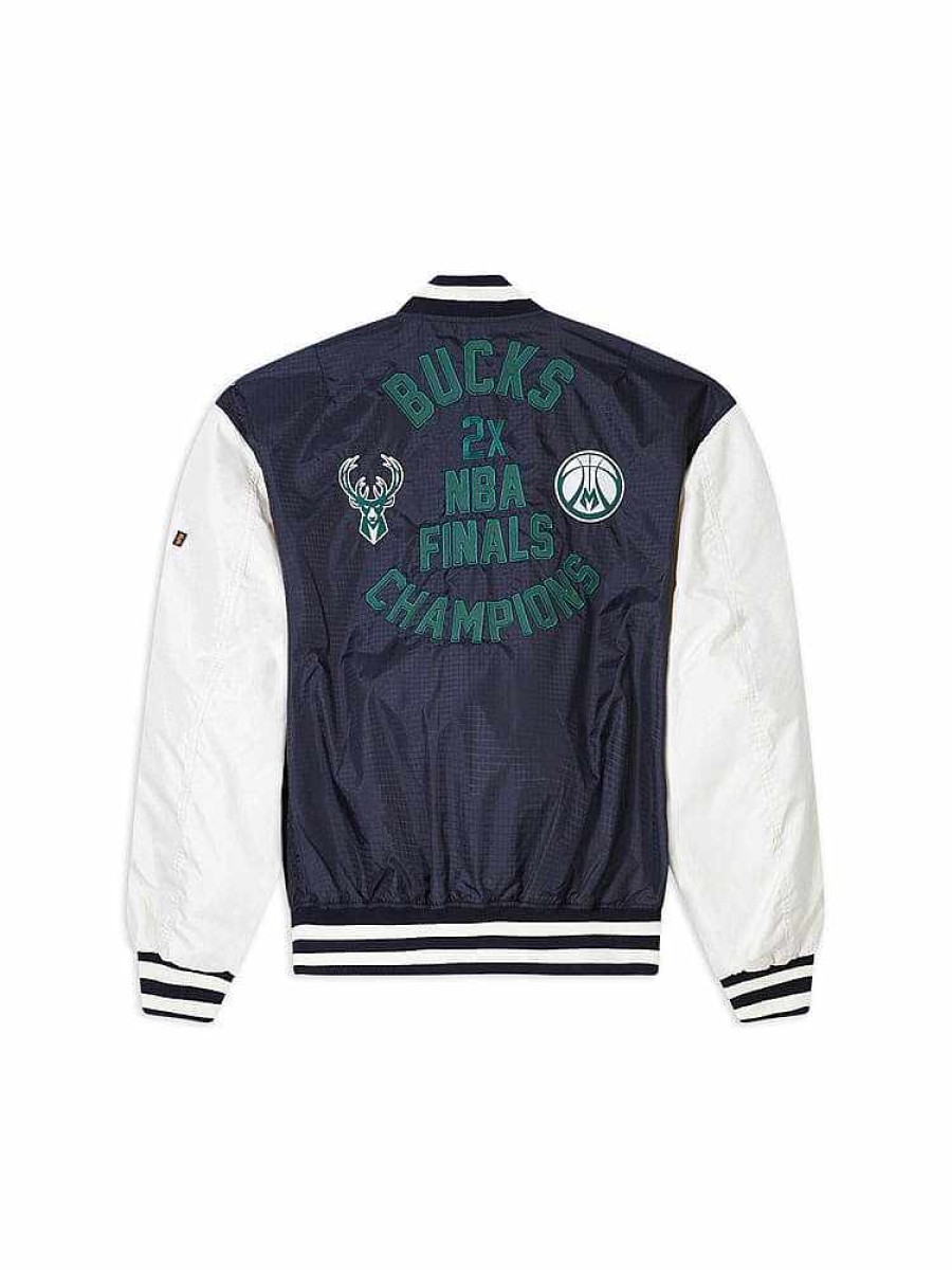 Nba Alpha Industries Nba X Alpha X New Era Bomberjacken | Milwaukee Bucks X Alpha X New Era L-2B Bomberjacke Schwarz