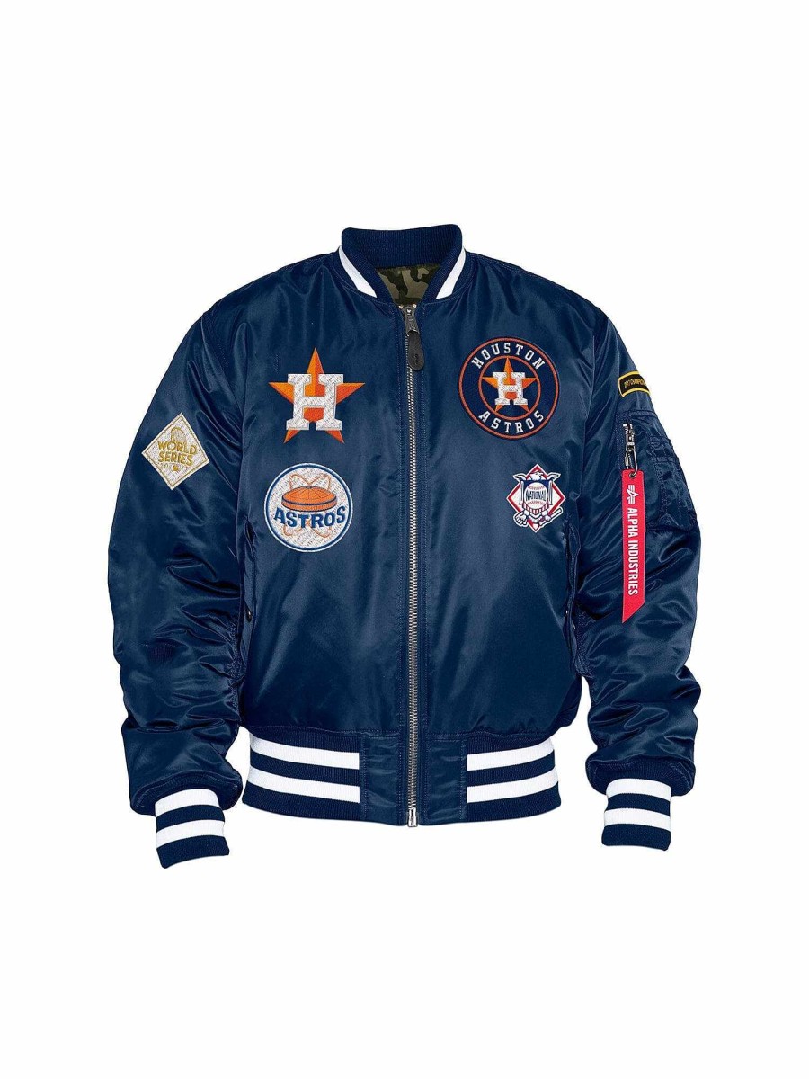 Mlb Alpha Industries Mlb X Alpha X New Era Bomberjacken | Houston Astros X Alpha X New Era Ma-1 Bomberjacke Blau