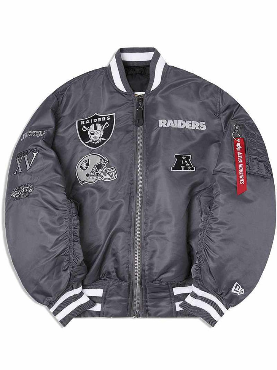 Nfl Alpha Industries Nfl X Alpha X New Era Bomberjacken | Las Vegas Raiders X Alpha X New Era Ma-1 Bomberjacke Rotguss