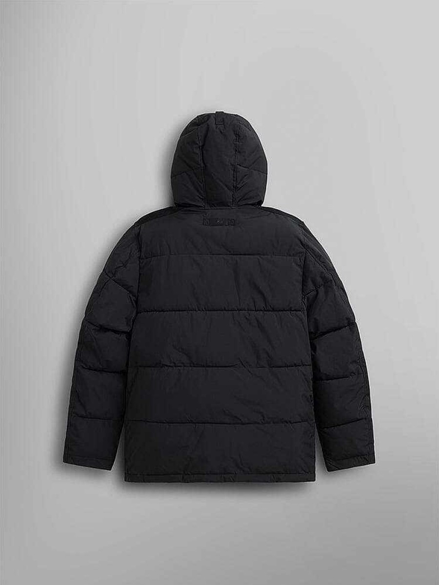 Manner Alpha Industries Oberbekleidung | Pufferjacke Mit Kapuze Schwarz