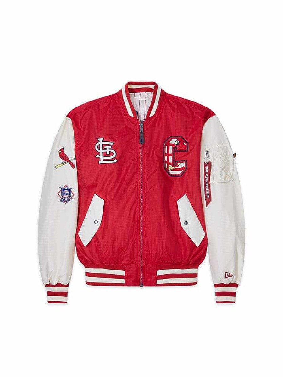 Mlb Alpha Industries Mlb X Alpha X New Era Bomberjacken | St. Louis Cardinals X Alpha X New Era L-2B Bomberjacke Rot