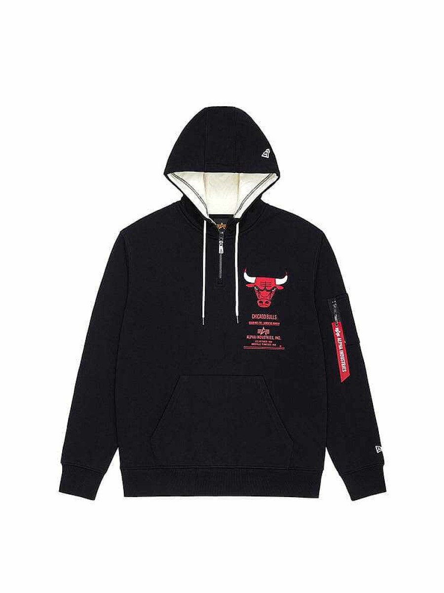 Nba Alpha Industries Nba X Alpha X New Era Hoodies, T-Shirts Und Shorts | Chicago Bulls X Alpha X New Era Kapuzenpullover Schwarz