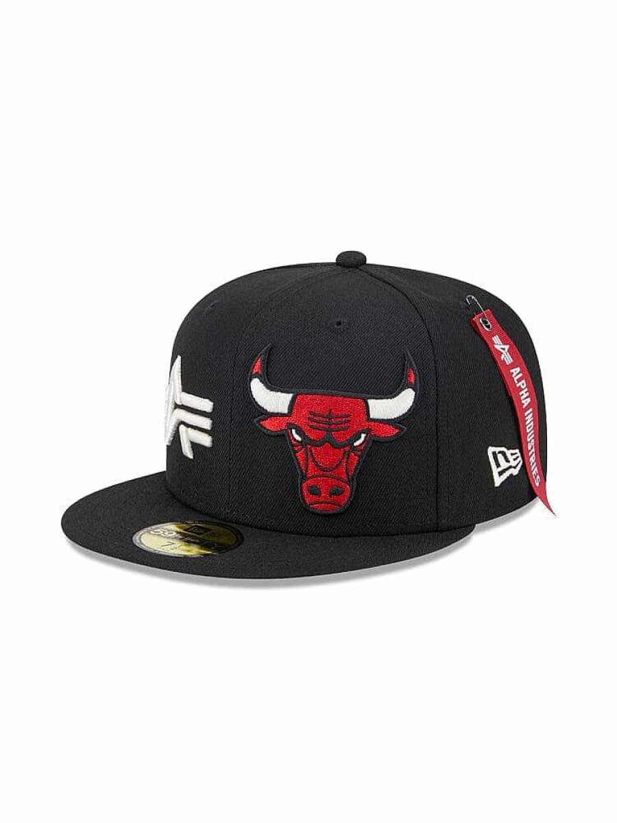 Nba Alpha Industries Nba X Alpha X New Era Hute | Chicago Bulls X Alpha X New Era 59Fifty Fitted Cap Schwarz