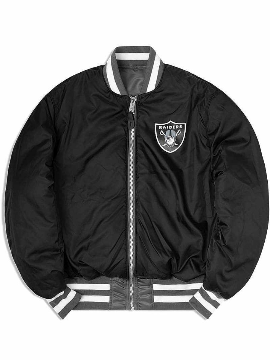 Nfl Alpha Industries Nfl X Alpha X New Era Bomberjacken | Las Vegas Raiders X Alpha X New Era Ma-1 Bomberjacke Schwarz