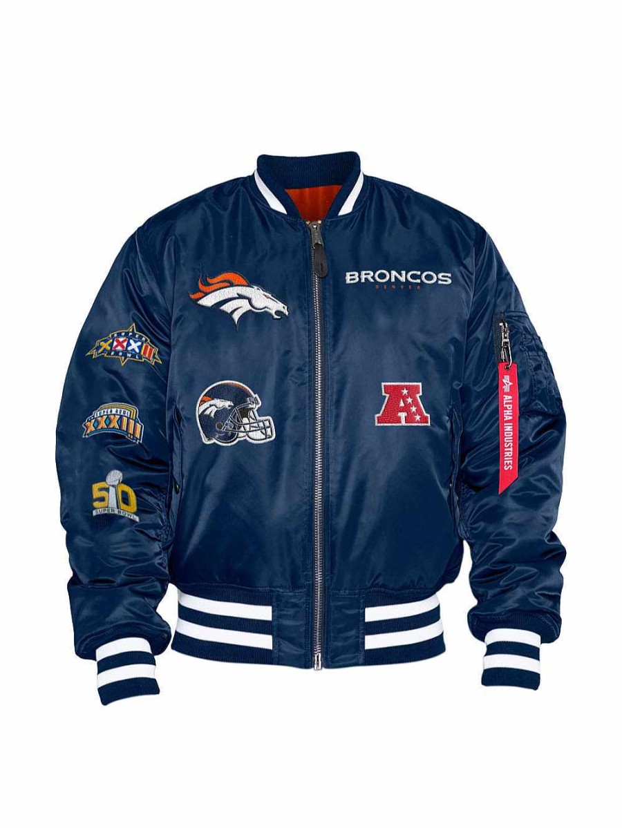 Nfl Alpha Industries Nfl X Alpha X New Era Bomberjacken | Denver Broncos X Alpha X New Era Ma-1 Bomberjacke Nachbildung Blau