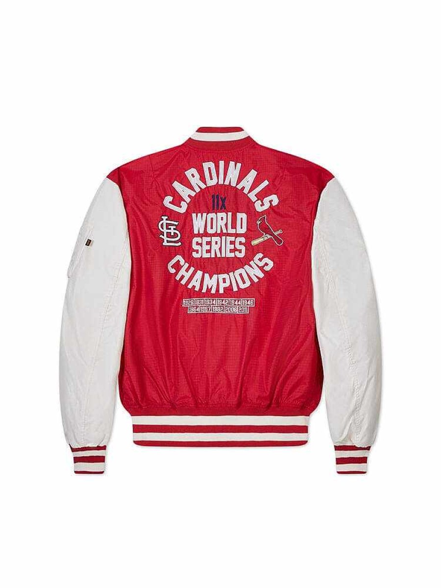 Mlb Alpha Industries Mlb X Alpha X New Era Bomberjacken | St. Louis Cardinals X Alpha X New Era L-2B Bomberjacke Rot