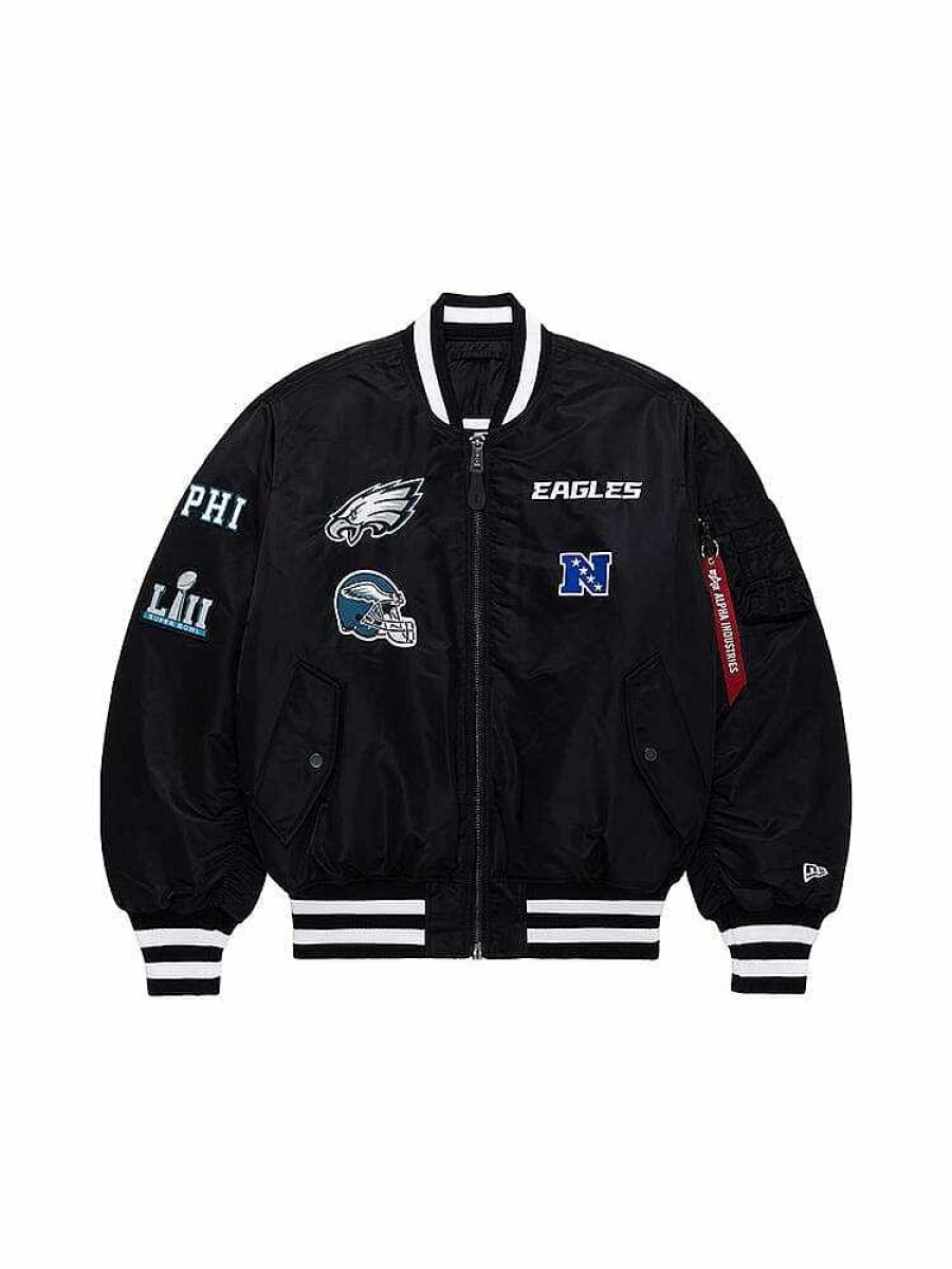 Nfl Alpha Industries Nfl X Alpha X New Era Bomberjacken | Philadelphia Eagles X Alpha X New Era Ma-1 Bomberjacke Schwarz