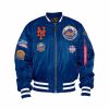 Mlb Alpha Industries Mlb X Alpha X New Era Bomberjacken | New York Mets X Alpha X New Era Ma-1 Bomberjacke Pazifikblau