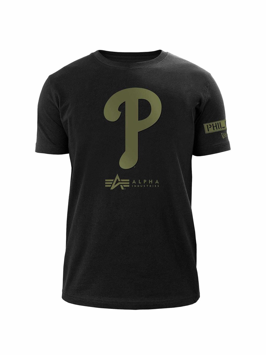 Mlb Alpha Industries Mlb X Alpha X New Era Hoodies, T-Shirts Und Shorts | Philadelphia Phillies X Alpha X New Era T-Shirt Schwarz