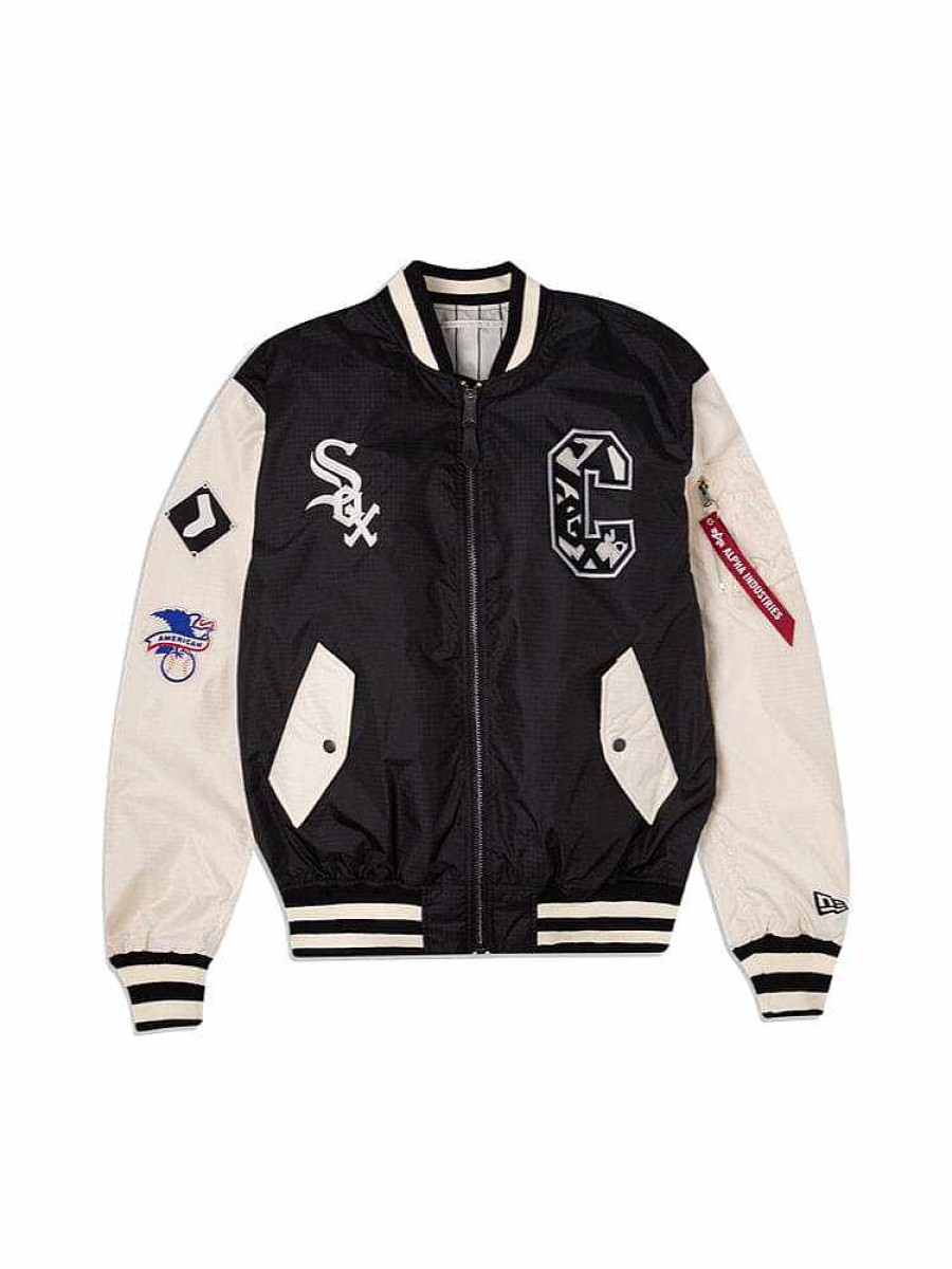 Mlb Alpha Industries Mlb X Alpha X New Era Bomberjacken | Chicago White Sox X Alpha X New Era L-2B Bomberjacke Schwarz