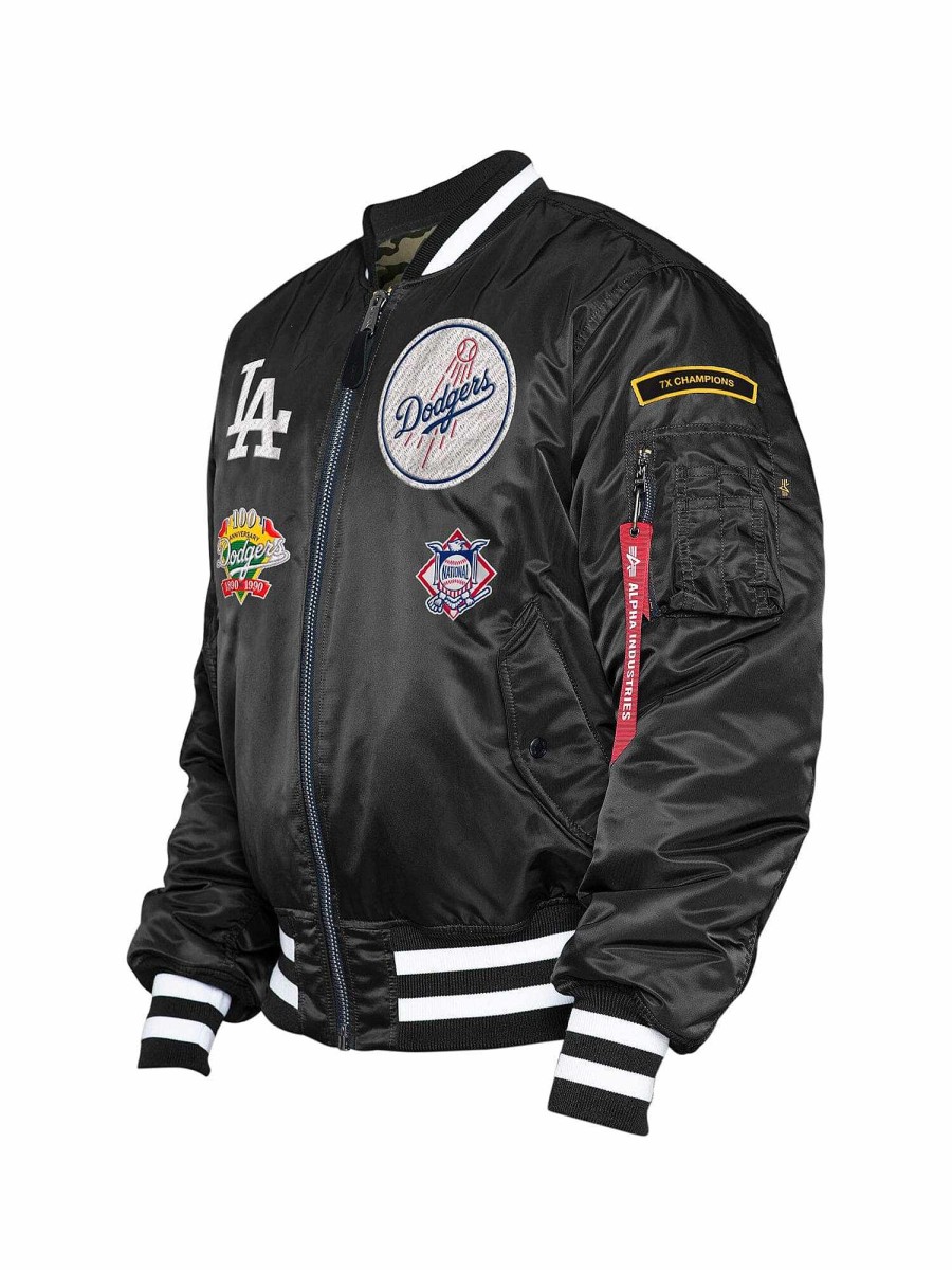 Mlb Alpha Industries Mlb X Alpha X New Era Bomberjacken | Los Angeles Dodgers X Alpha X New Era Ma-1 Bomberjacke Schwarz