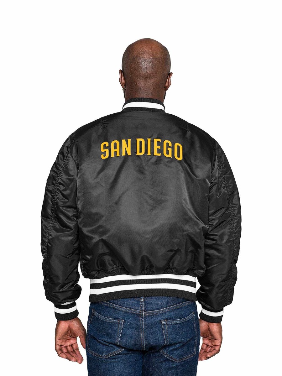 Mlb Alpha Industries Mlb X Alpha X New Era Bomberjacken | San Diego Padres X Alpha X New Era Ma-1 Bomberjacke Schwarz