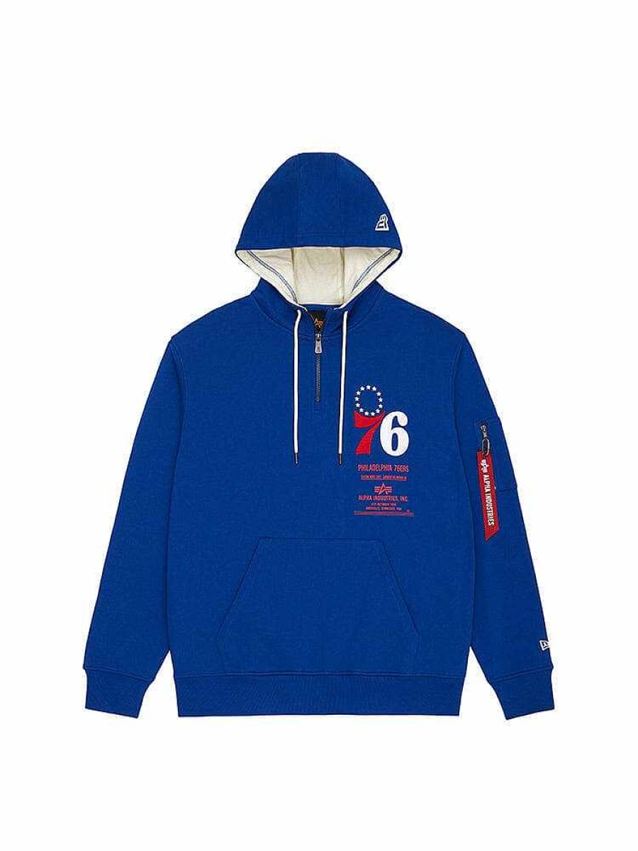 Nba Alpha Industries Nba X Alpha X New Era Hoodies, T-Shirts Und Shorts | Philadelphia 76Ers X Alpha X New Era Kapuzenpullover Blau