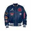 Mlb Alpha Industries Mlb X Alpha X New Era Bomberjacken | Atlanta Braves X Alpha X New Era Ma-1 Bomberjacke Blau