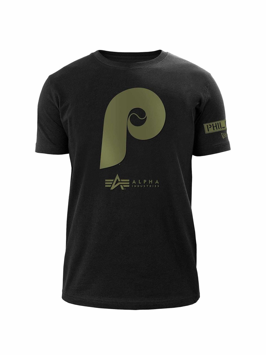 Mlb Alpha Industries Mlb X Alpha X New Era Hoodies, T-Shirts Und Shorts | Philadelphia Phillies X Alpha X New Era T-Shirt Schwarz