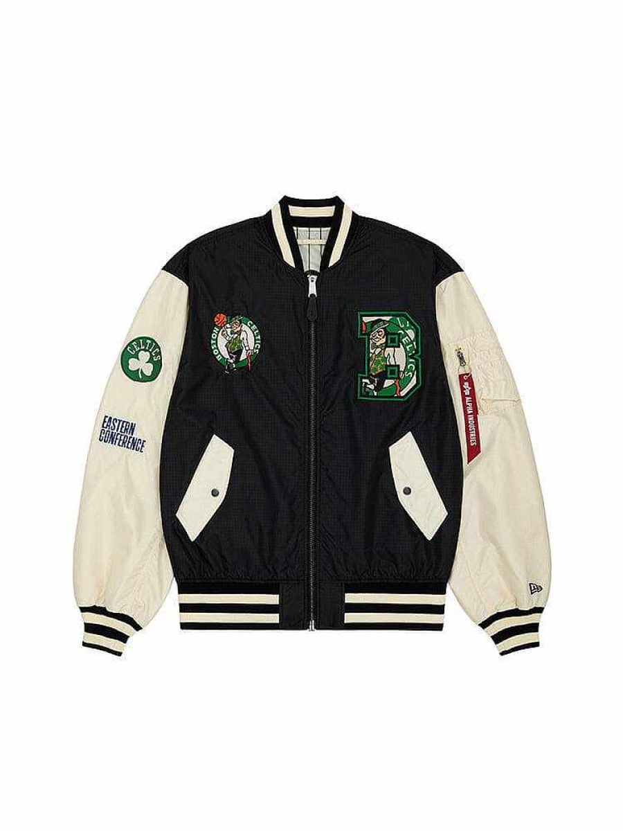 Nba Alpha Industries Nba X Alpha X New Era Bomberjacken | Boston Celtics X Alpha X New Era L-2B Bomberjacke Schwarz