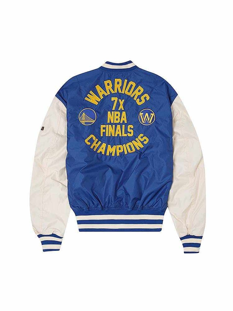 Nba Alpha Industries Nba X Alpha X New Era Bomberjacken | Golden State Warriors X Alpha X New Era L-2B Bomberjacke Blau