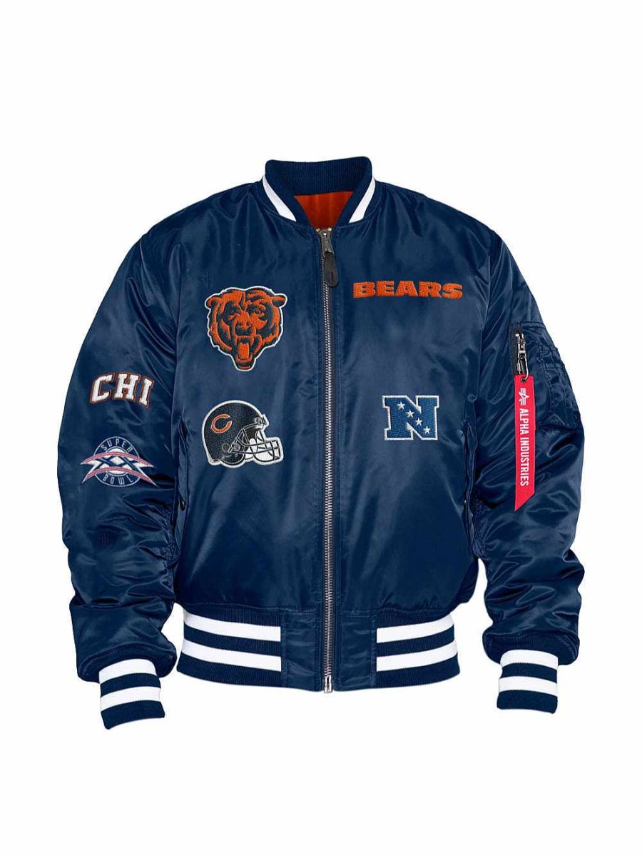 Nfl Alpha Industries Nfl X Alpha X New Era Bomberjacken | Chicago Bears X Alpha X New Era Ma-1 Bomberjacke Nachbildung Blau